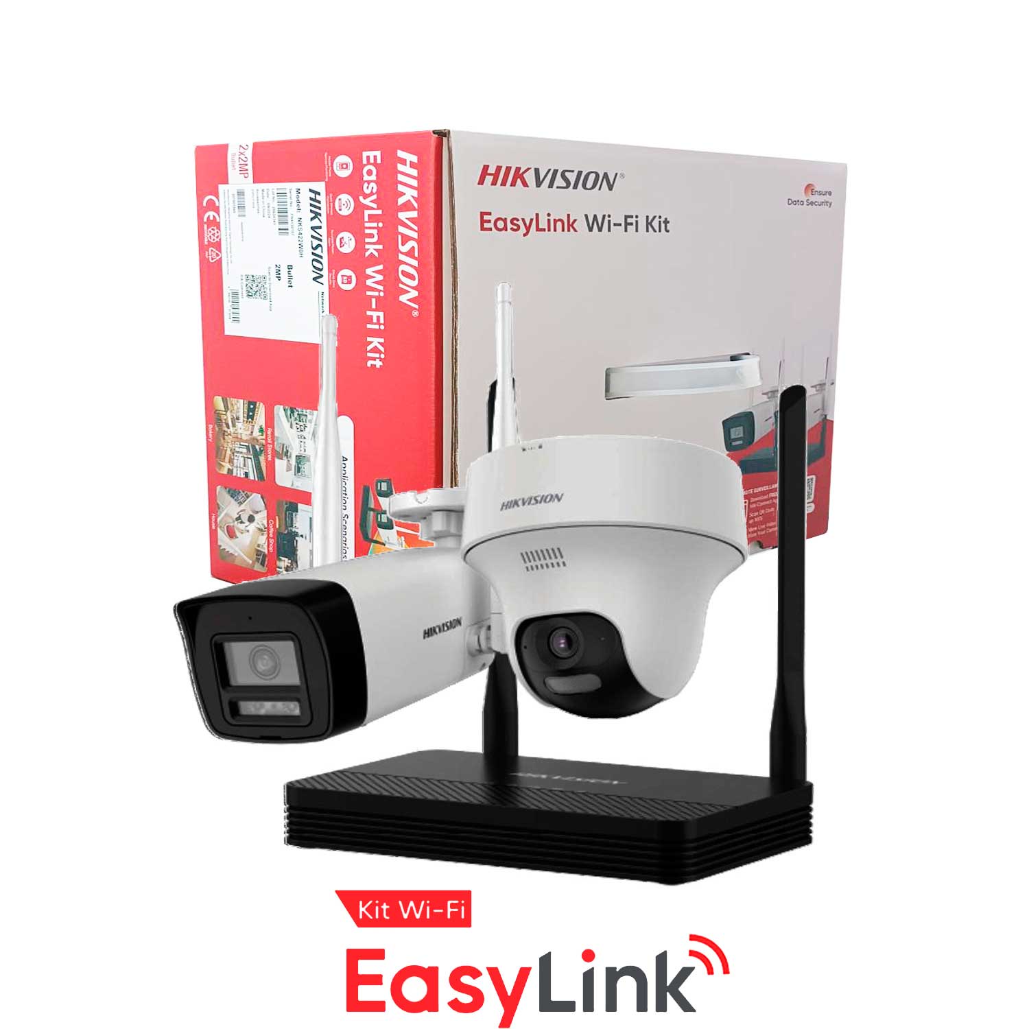 KIT NVS EASYLINK WIFI H.265 4 CANALES (2MPX) Hikvision