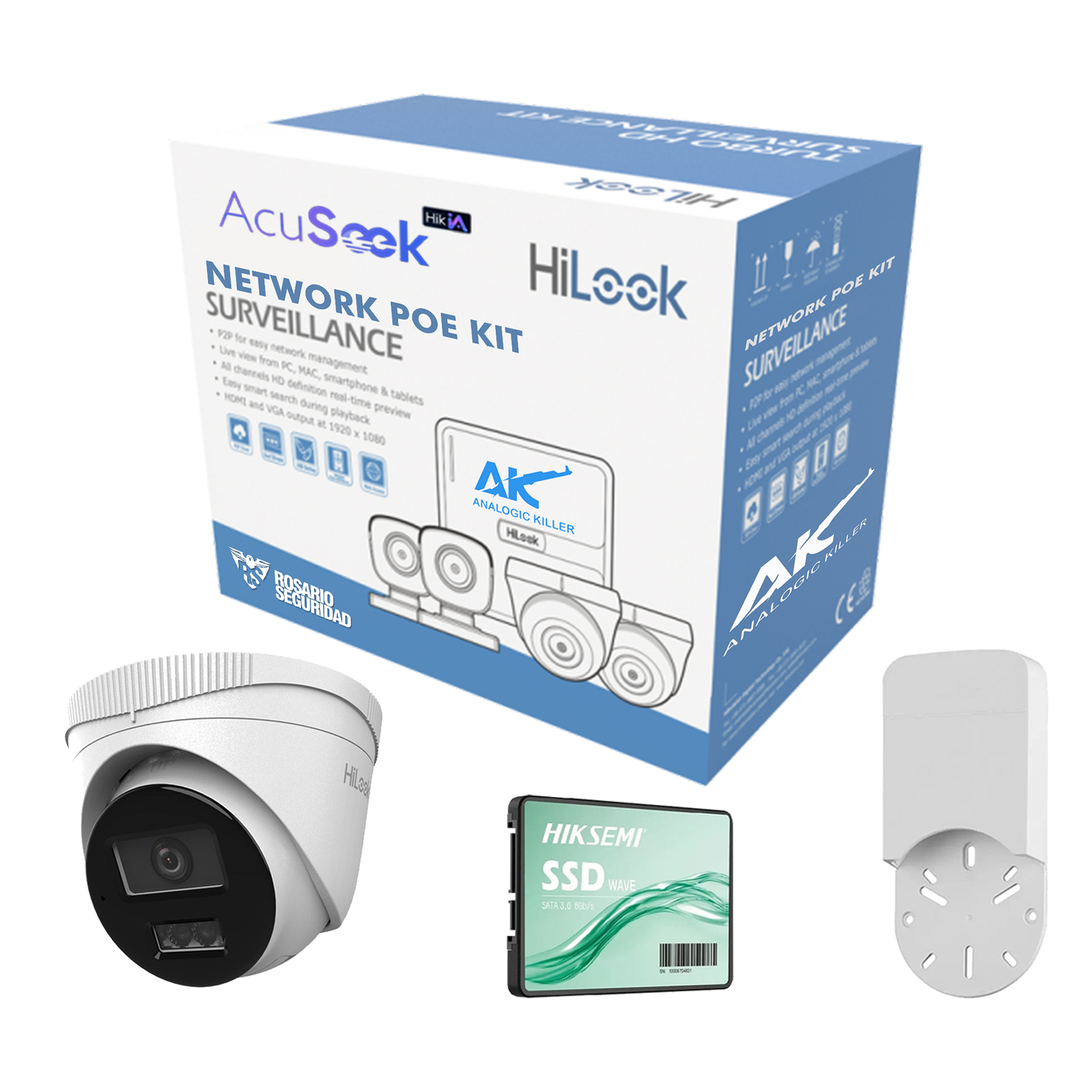 PACK HILOOK ACUSEEK NVR IP POE 8CH + 6 CAMARAS (2MPX) Acuseek