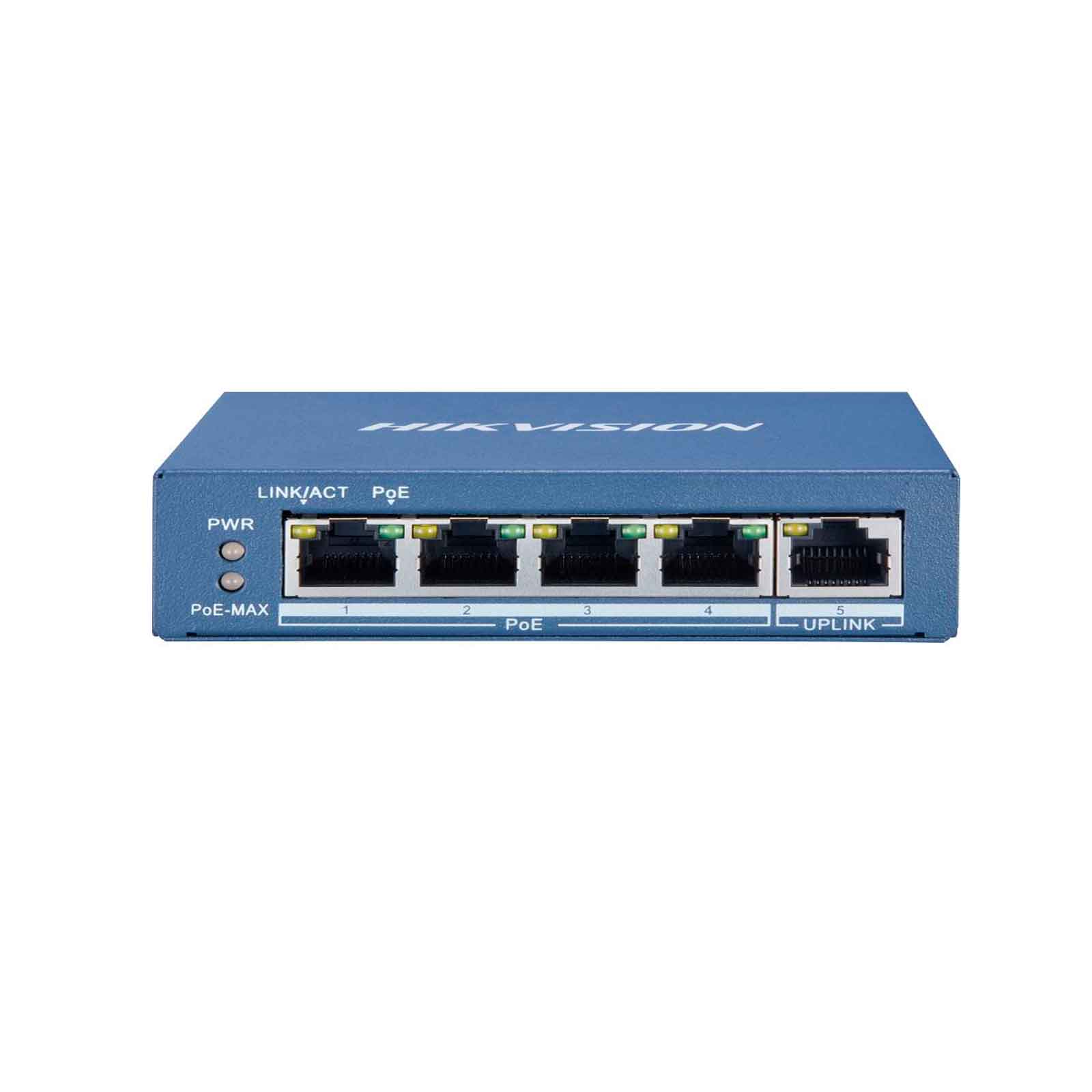 SWITCH 4 PUERTOS POE MAS 1 GIGABIT NO ADMINISTRABLE Hikvision