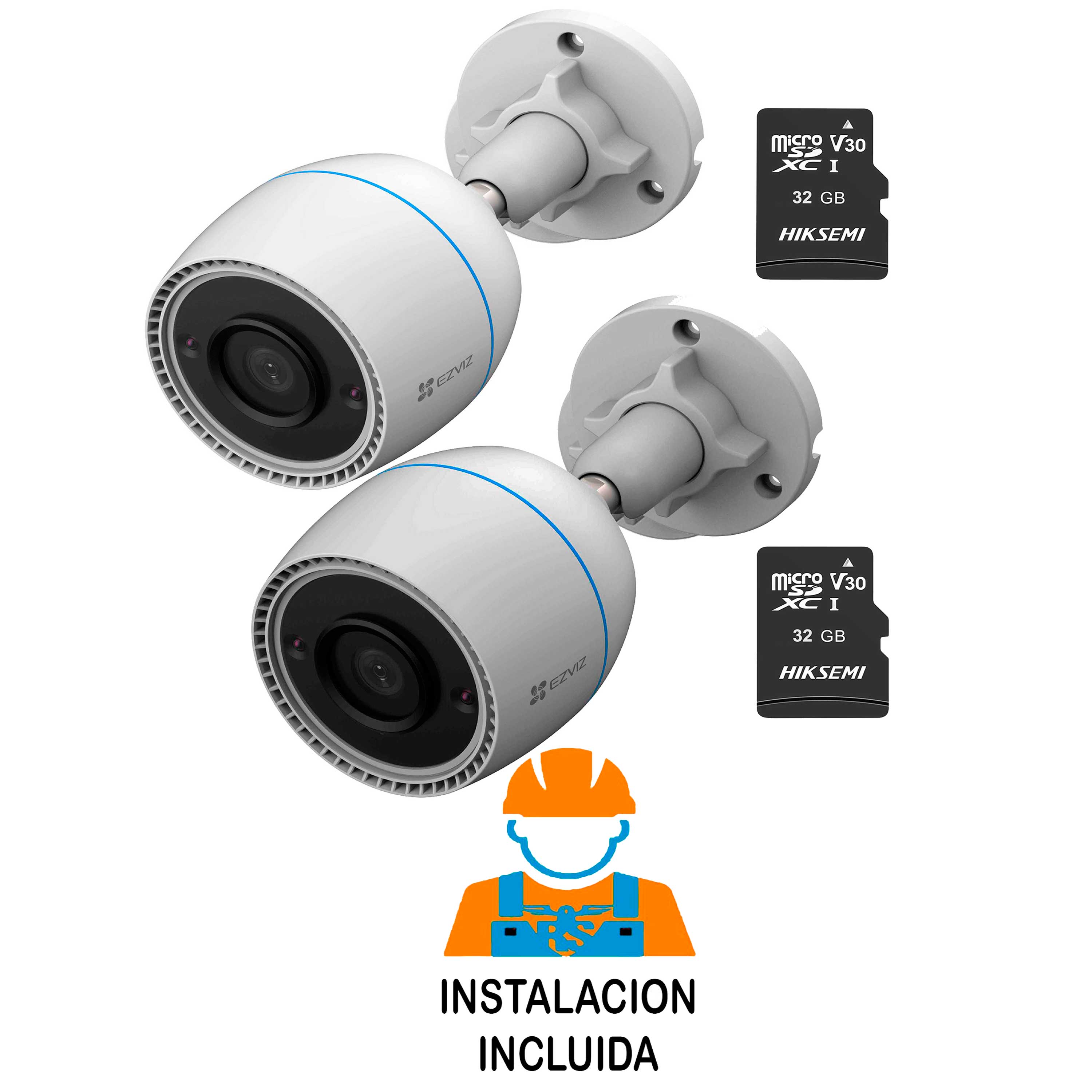 PACK EZVIZ - 2 BULLET EXTERIOR + MEMORIAS EZVIZ