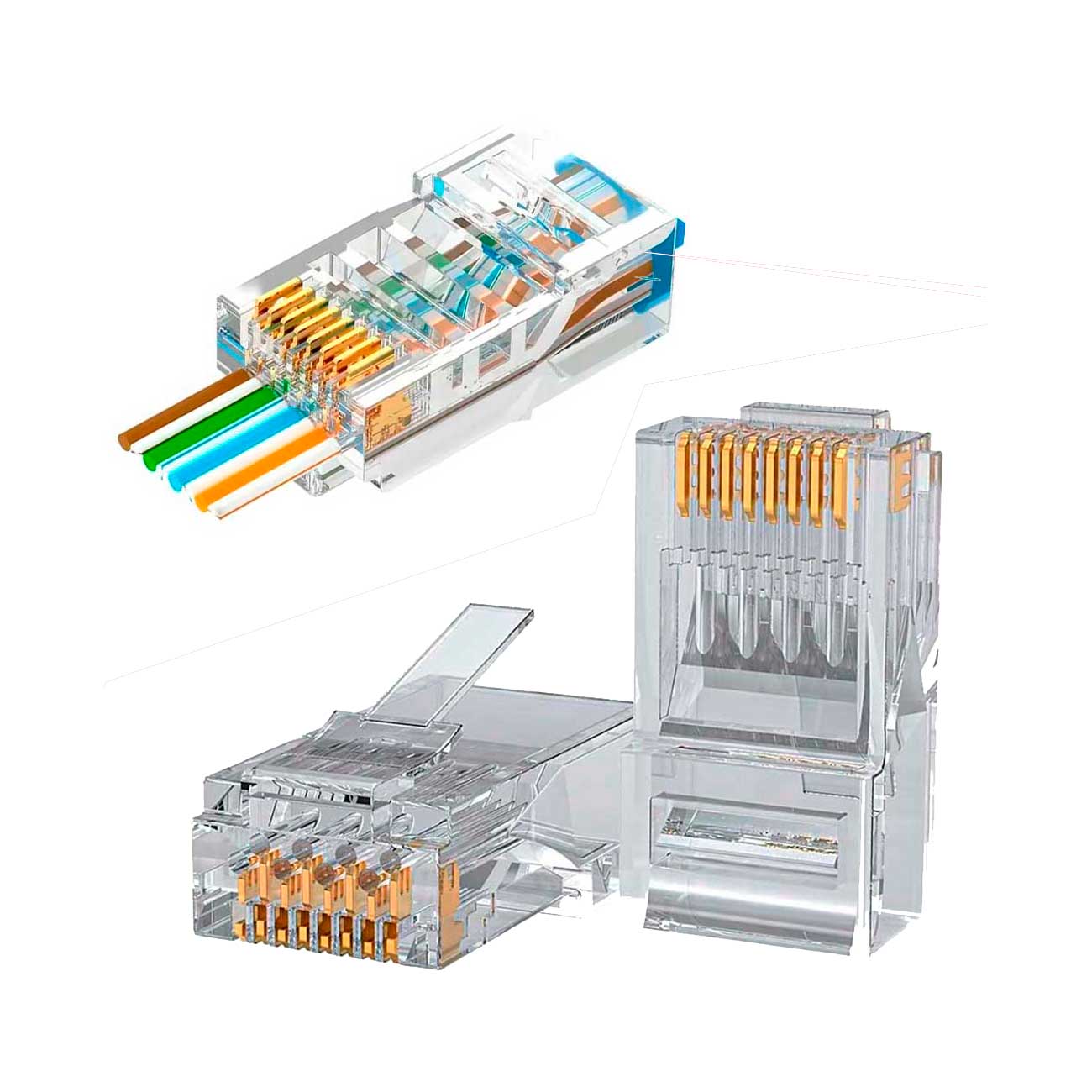 PACK FICHA RJ45 PARA CRIMPEAR TIPO RAPIDFIT X10 U PASANTE Guard