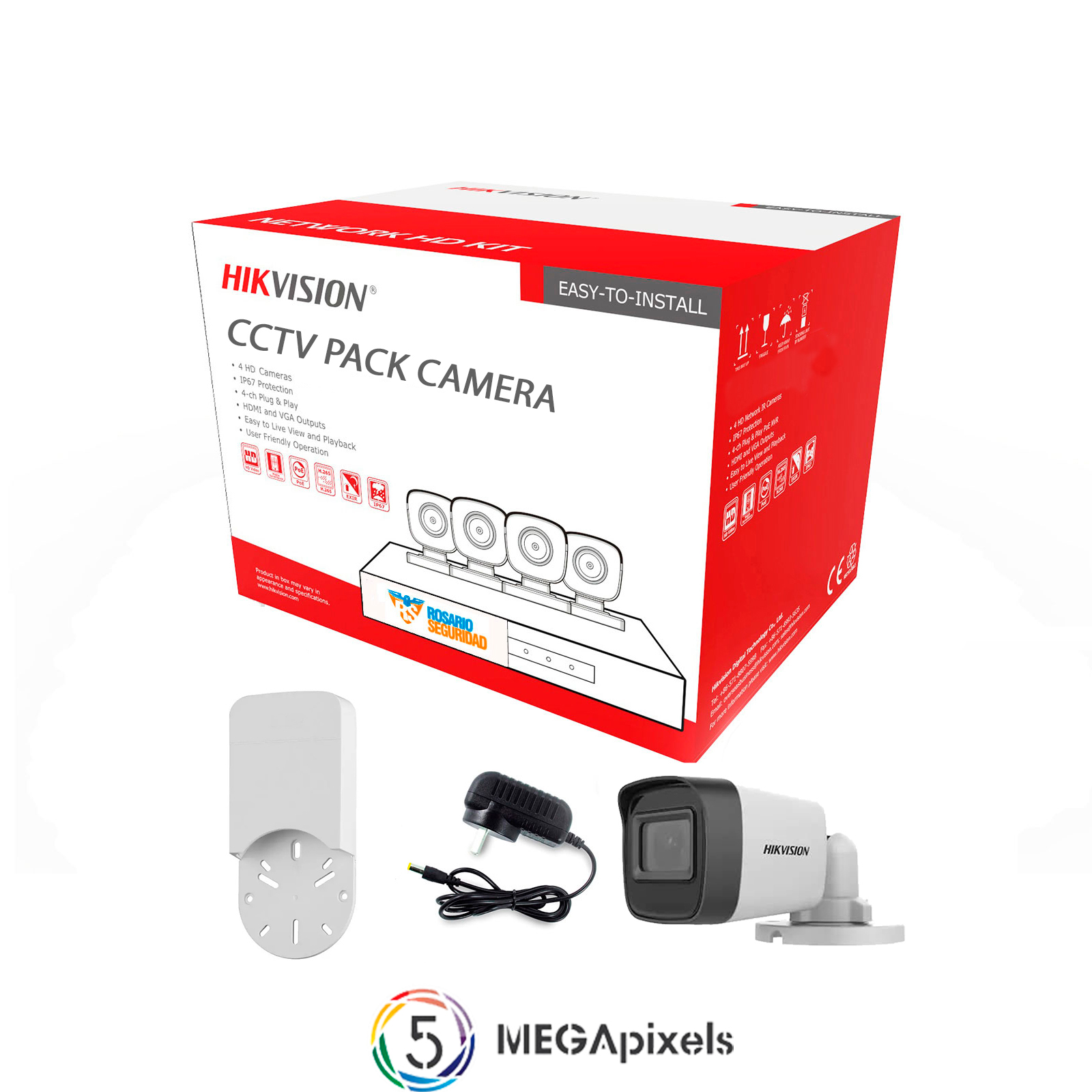 PACK HIKVISION DVR 4CH + 4 CAMARAS (5MPX) Hikvision
