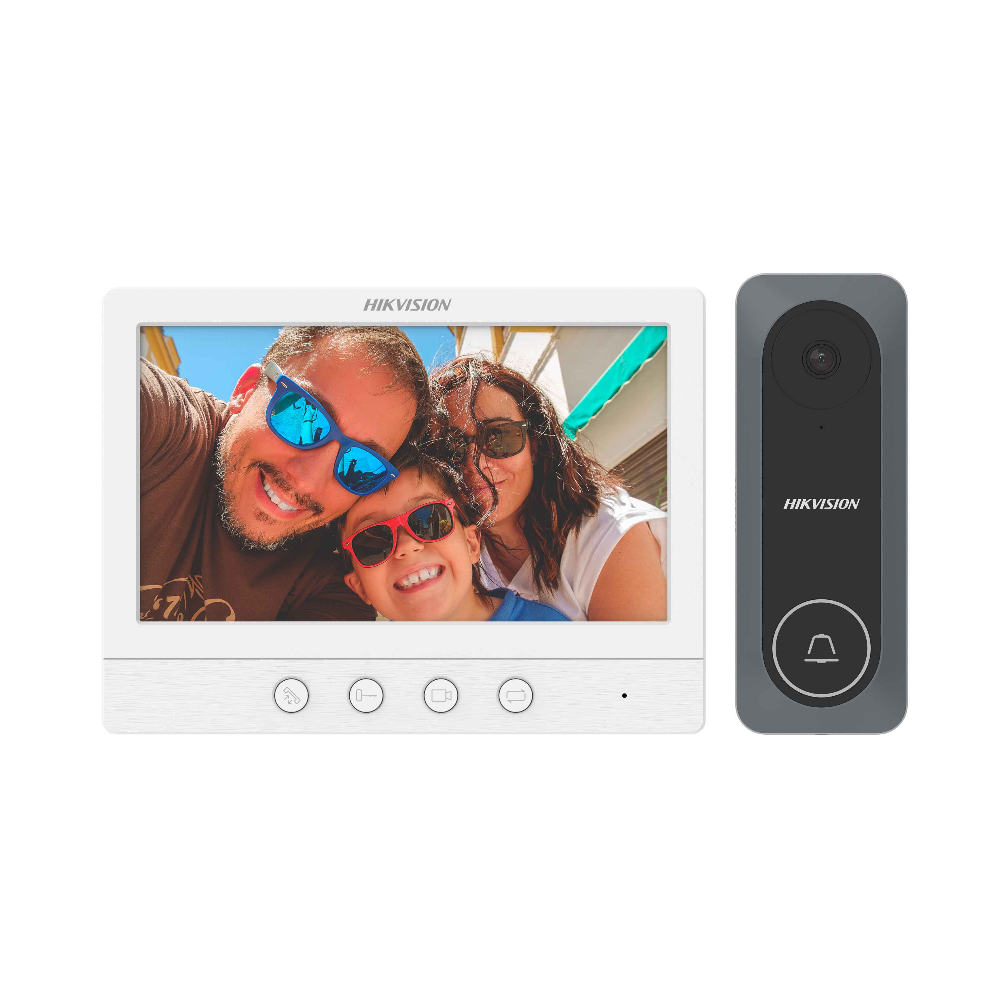 KIT VIDEOPORTERO PANTALLA INTERIOR + FRENTE EXTERIOR NEGRO Hikvision