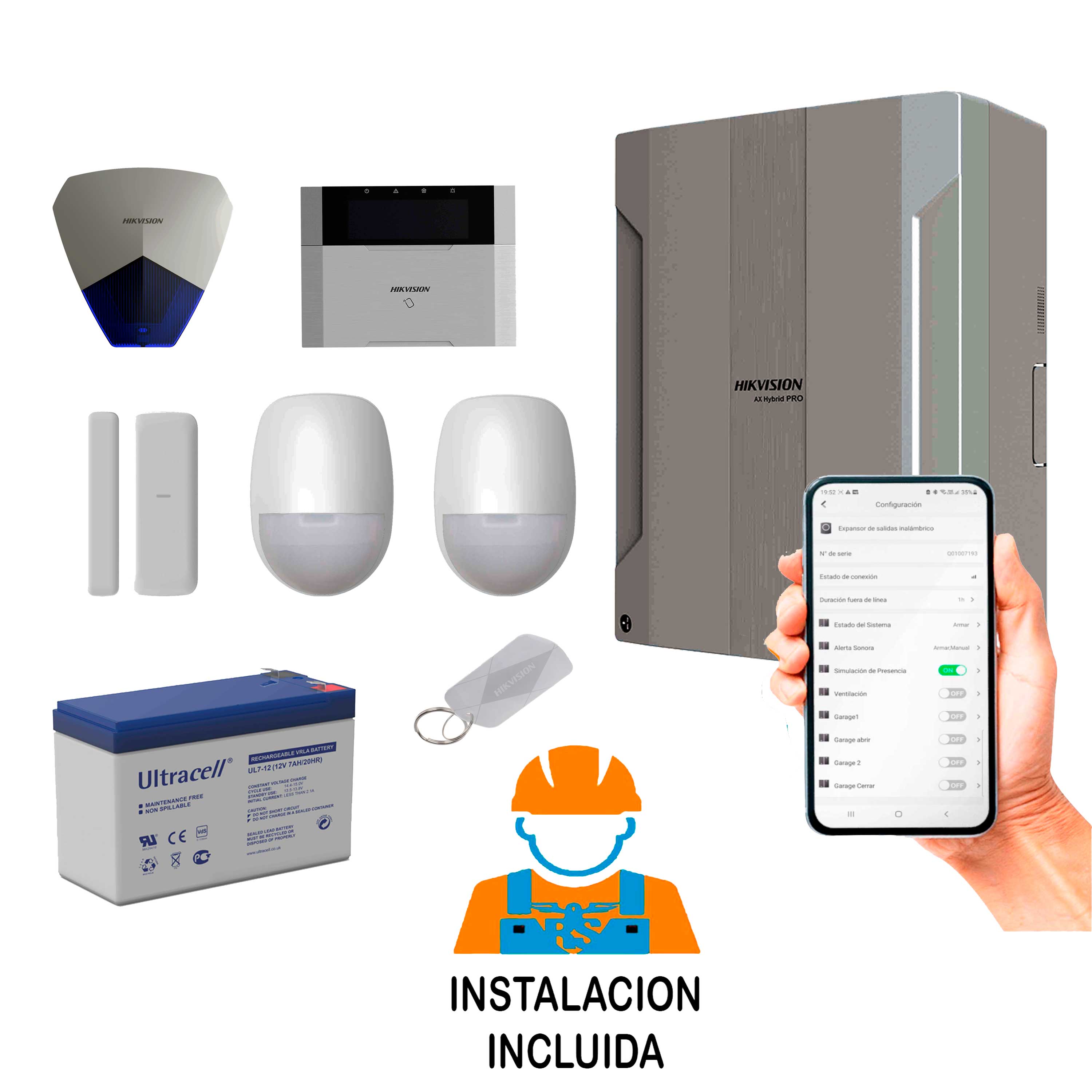 PACK HIKVISION HIBRIDO 48 ZONAS LAN 2 PIR Y MAGNETICO Hikvision