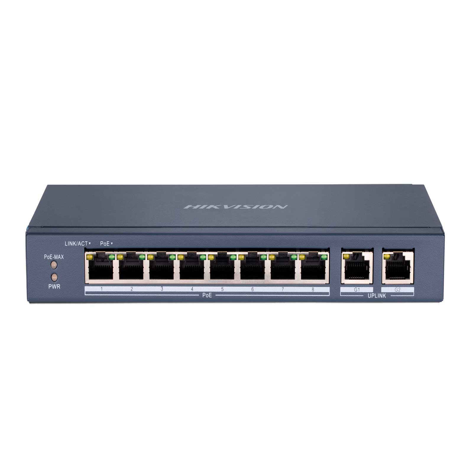 SWITCH 8 PUERTOS POE MAS 2 ADMINISTRABLE  Hikvision