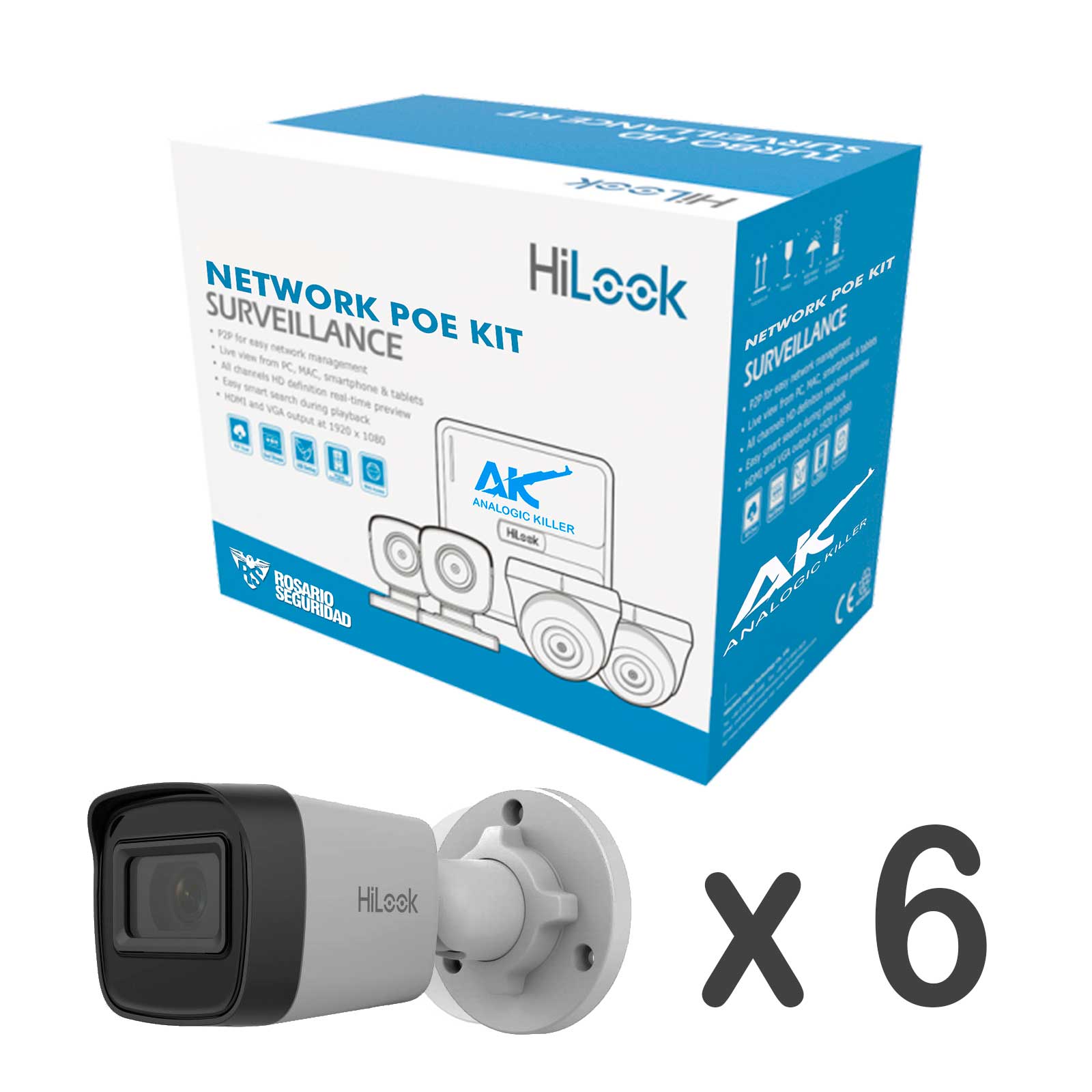 PACK HILOOK NVR IP POE 8CH + 6 CAMARAS (2MPX) Hilook
