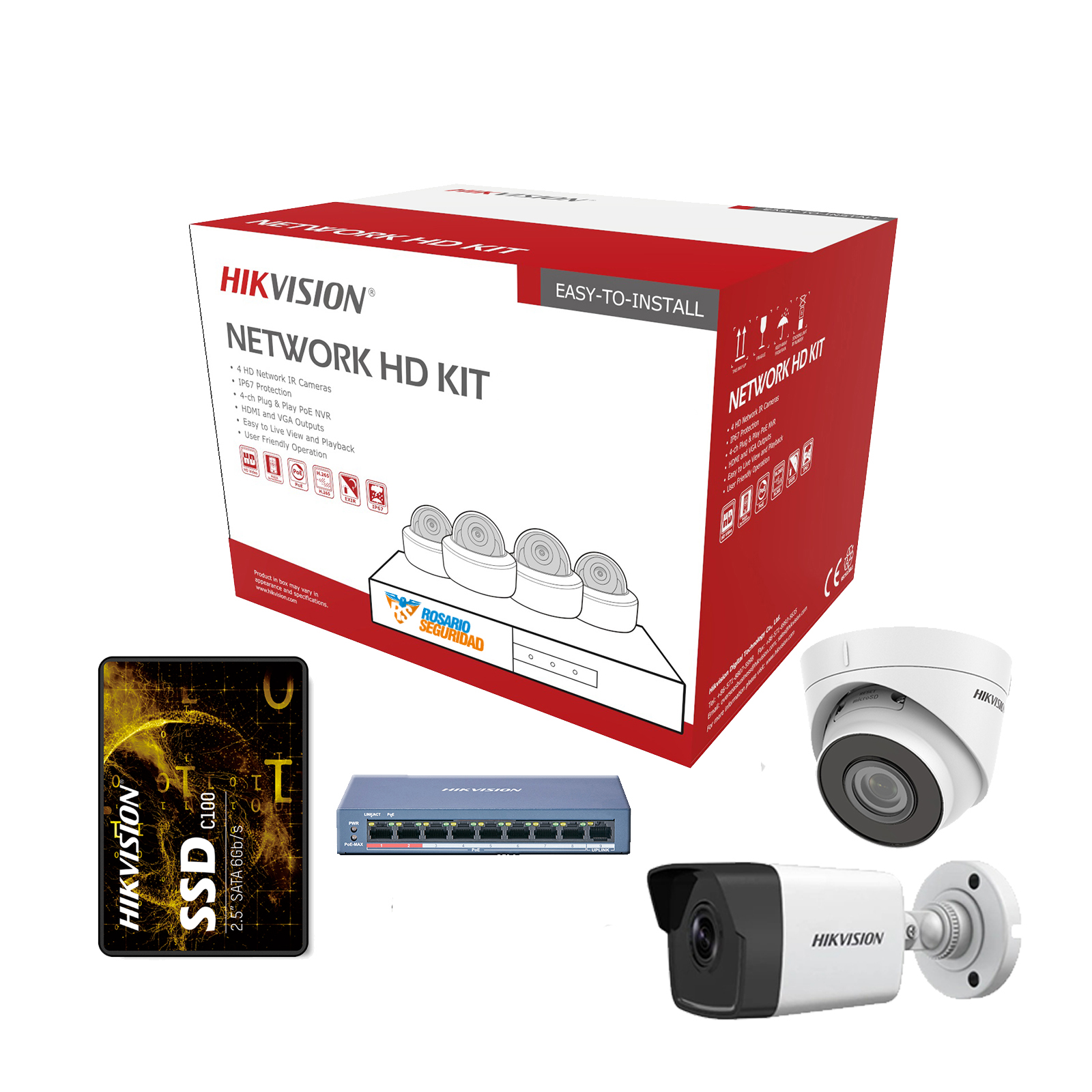 PACK HIKVISION NVR 4 CH + 2 CAMARAS IP (2MPX) Hikvision