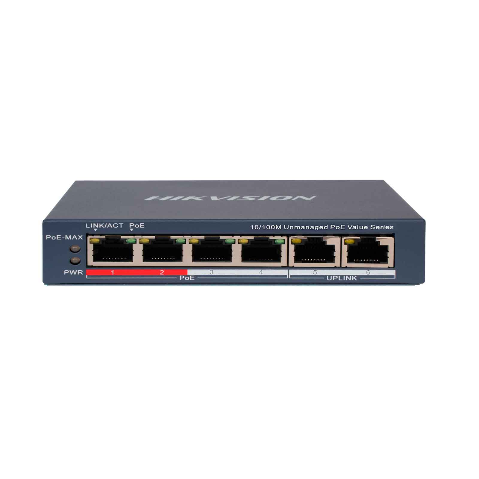 SWITCH 4 PUERTOS POE MAS 2 Hikvision