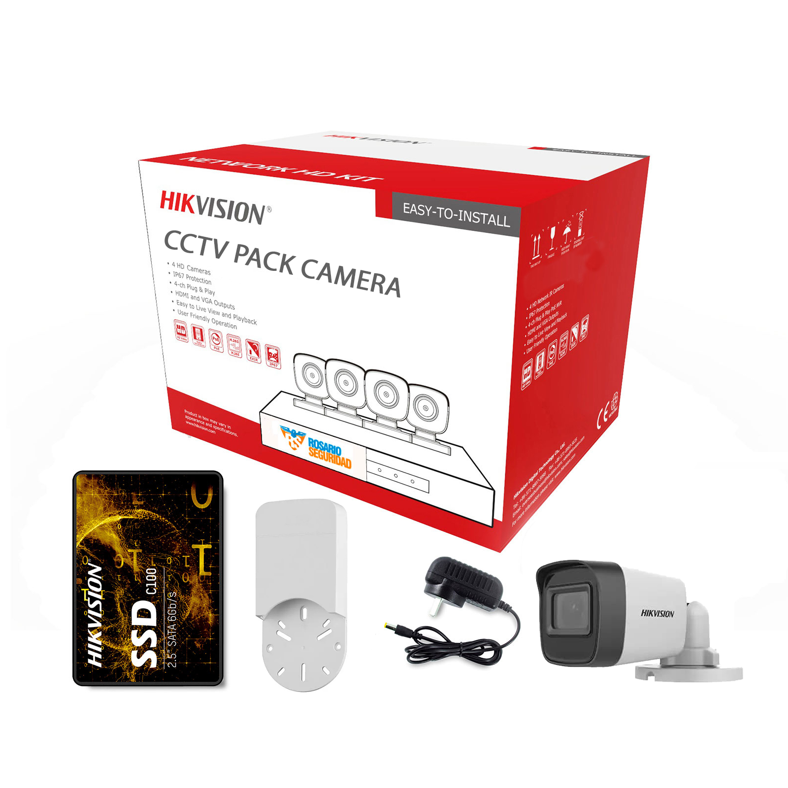 PACK HIKVISION DVR 4CH + 4 CAMARAS (2MPX) Hikvision Rosarioseguridad