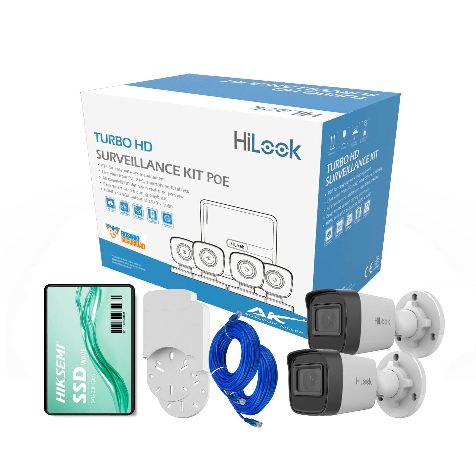 PACK HILOOK IP NVR POE 4CH + 2 CAMARAS (2MPX) Hilook