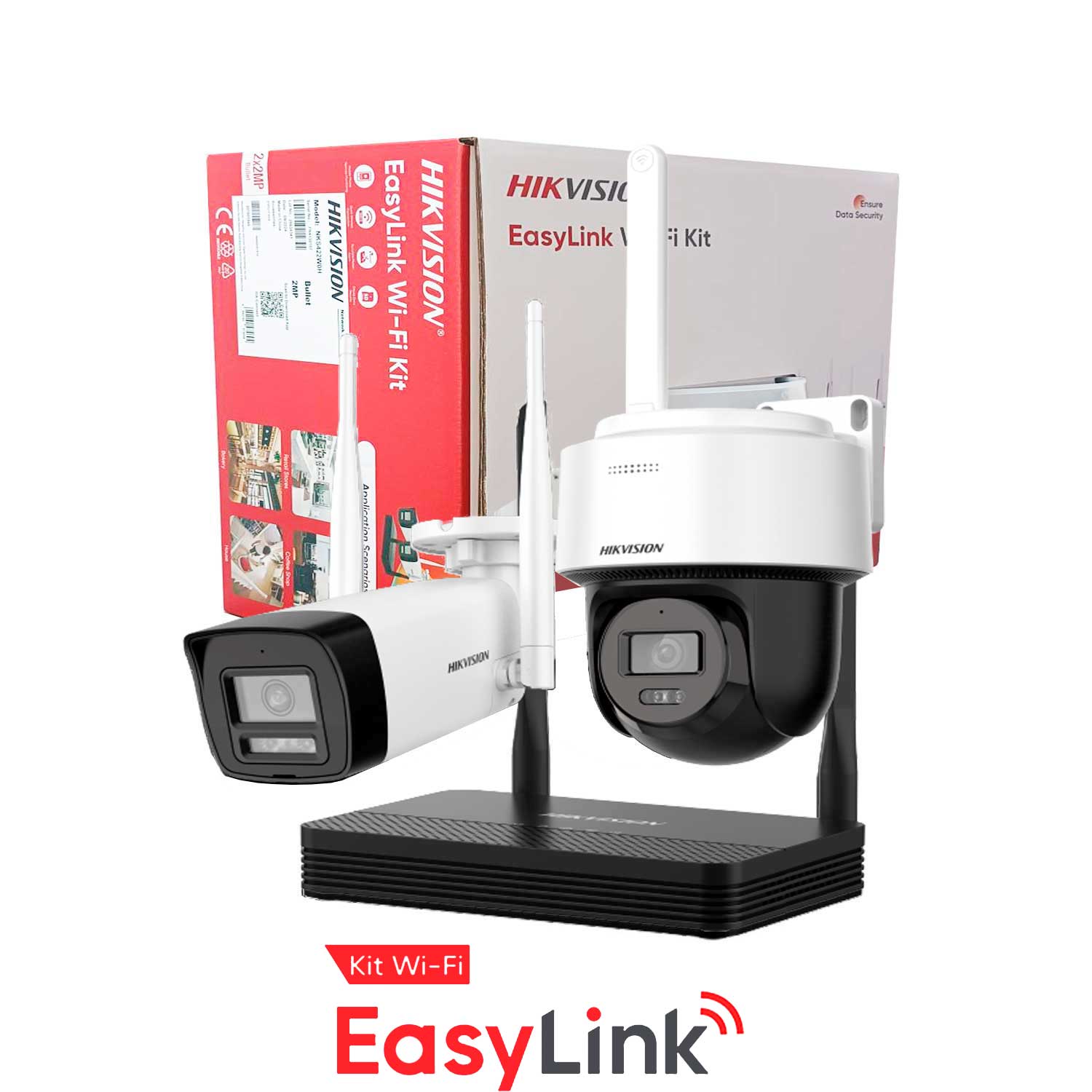 KIT NVS EASYLINK WIFI H.265 4 CANALES (2MPX) Hikvision
