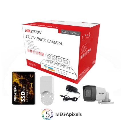 PACK HIKVISION DVR 4CH + 4 CAMARAS (5MPX) Hikvision